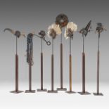 Dre Peeters (1948*-2007), 'Los Otros', set of eight sculptures, mixed media, H cm (tallest)