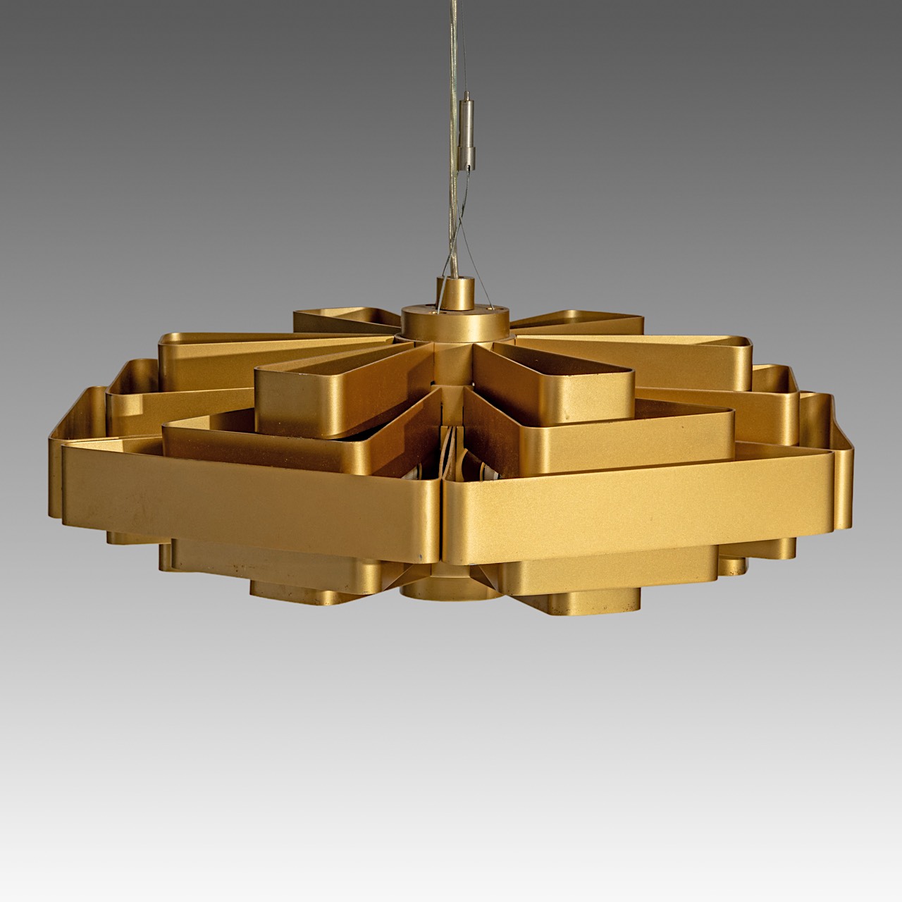 Jules Wabbes (1919-1974), hexagonal hanging lamp, model J.J.W.04, Wever & Ducre edition, H 20 - dia