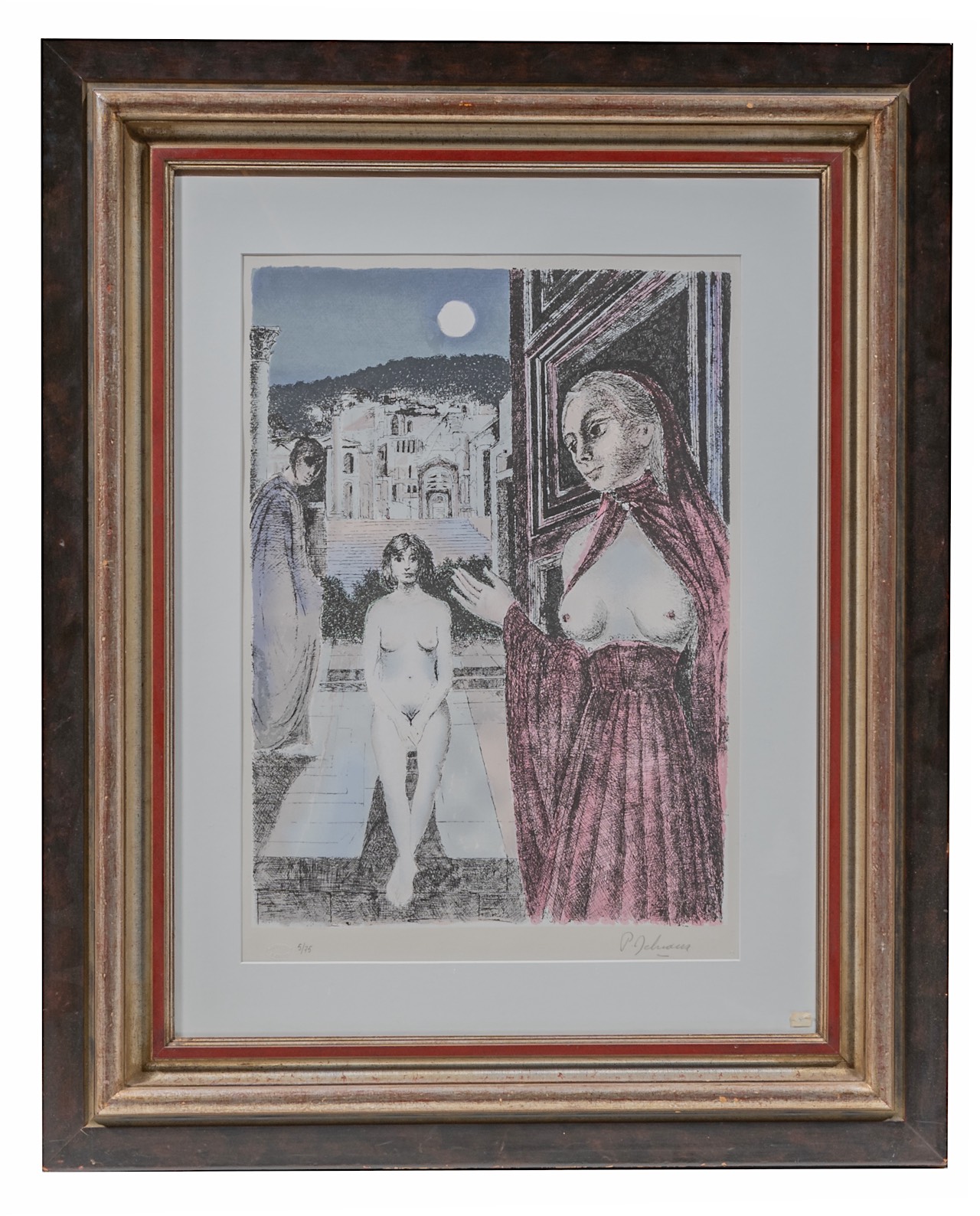 Paul Delvaux (1897-1994), 'Reine de Saba', screenprint, 5/75 60 x 43 cm. (23.6 x 16.9 in.), Frame: 1 - Image 2 of 7