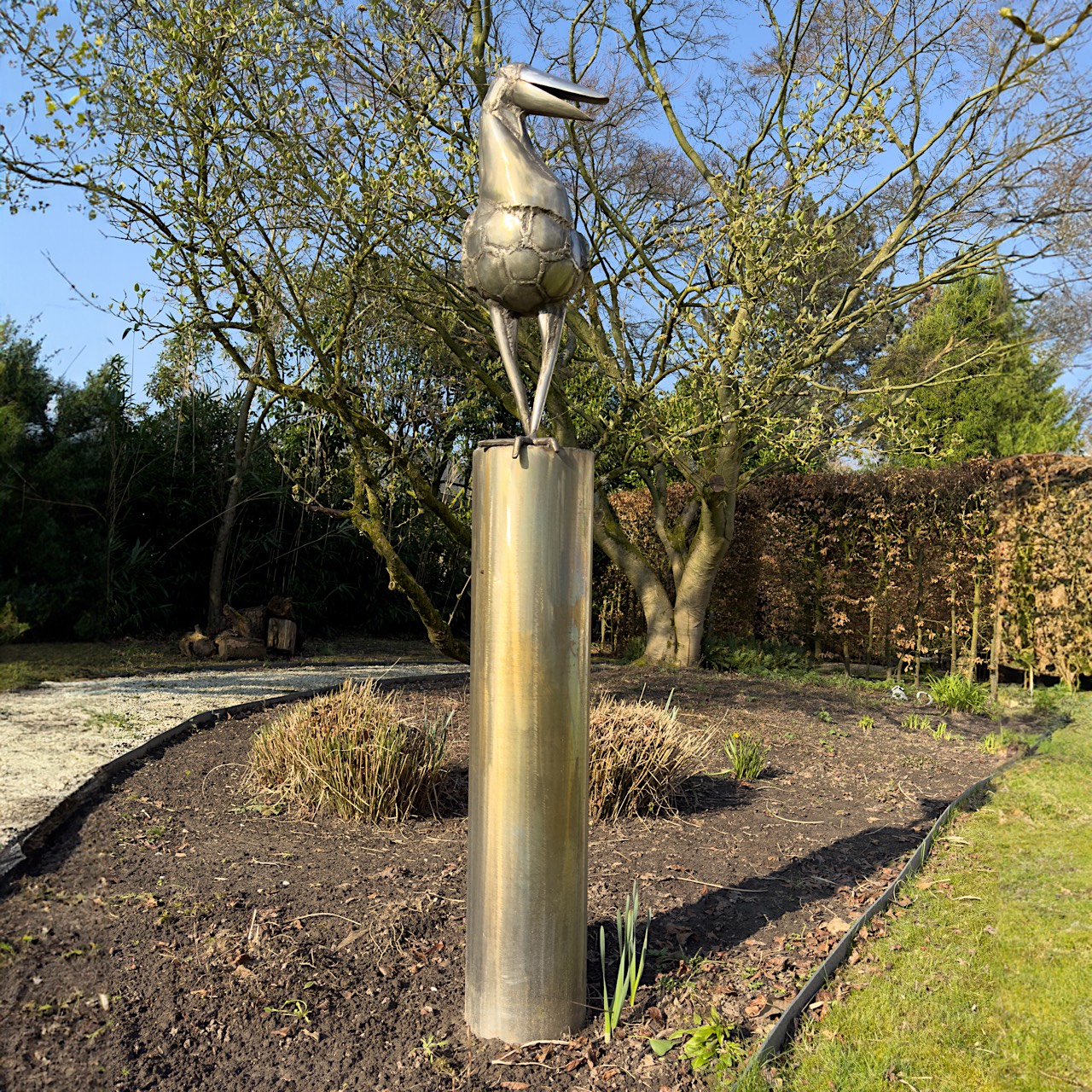 Jef Claerhout (1937-2022), bird on stand, aluminium garden sculpture, H 212 cm - Image 3 of 12