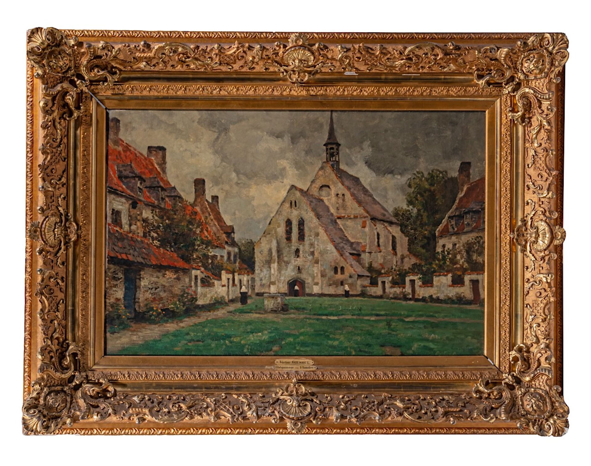 Victor Gilsoul (1867-1939), 'Beguinage en Flandre', oil on canvas 65 x 100 cm. (25.5 x 39.3 in.), Fr - Image 2 of 8