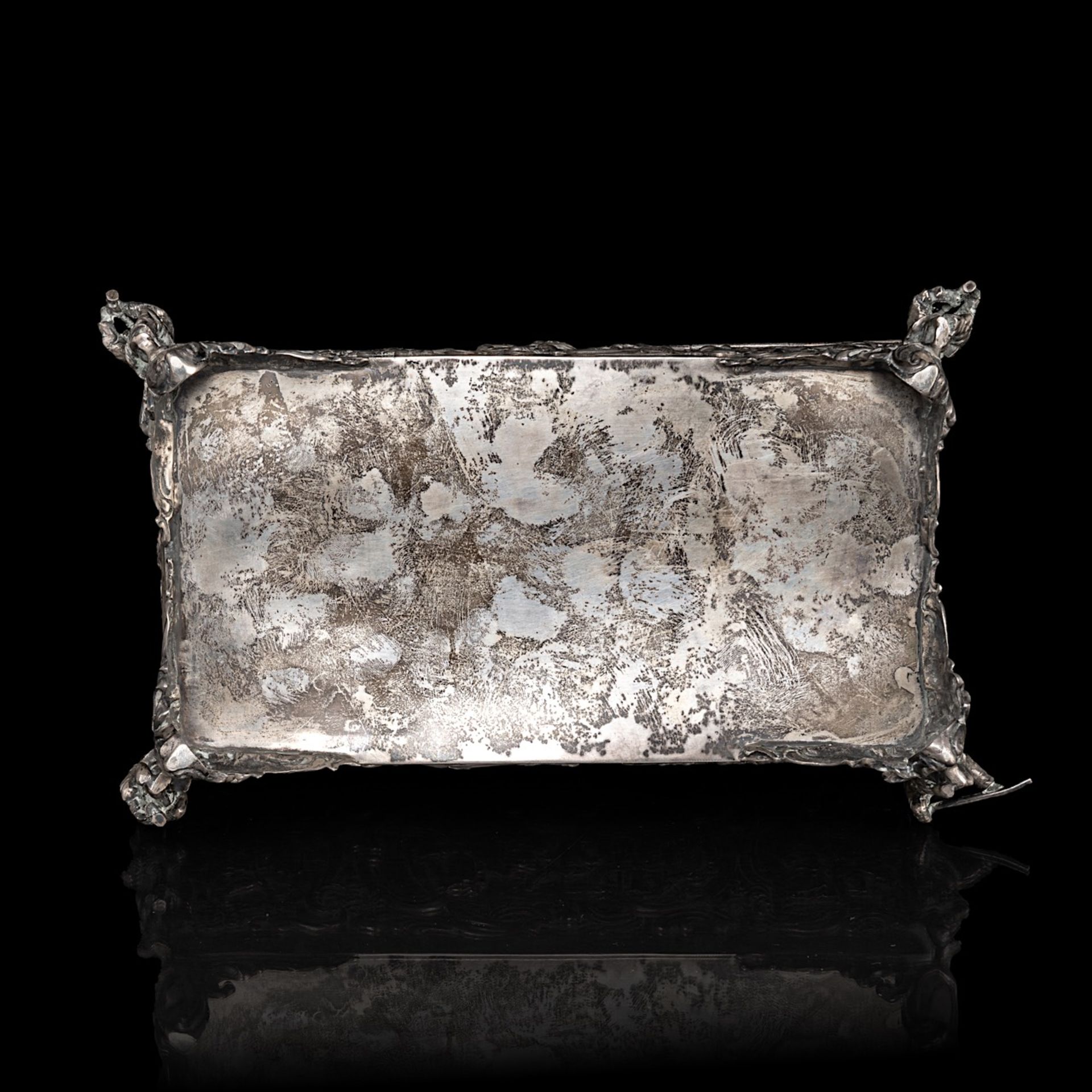 A Baroque Revival German silver jewellery casket, (1888-present), 800/000, weight ca: 1312 g 14.5 x - Image 7 of 9