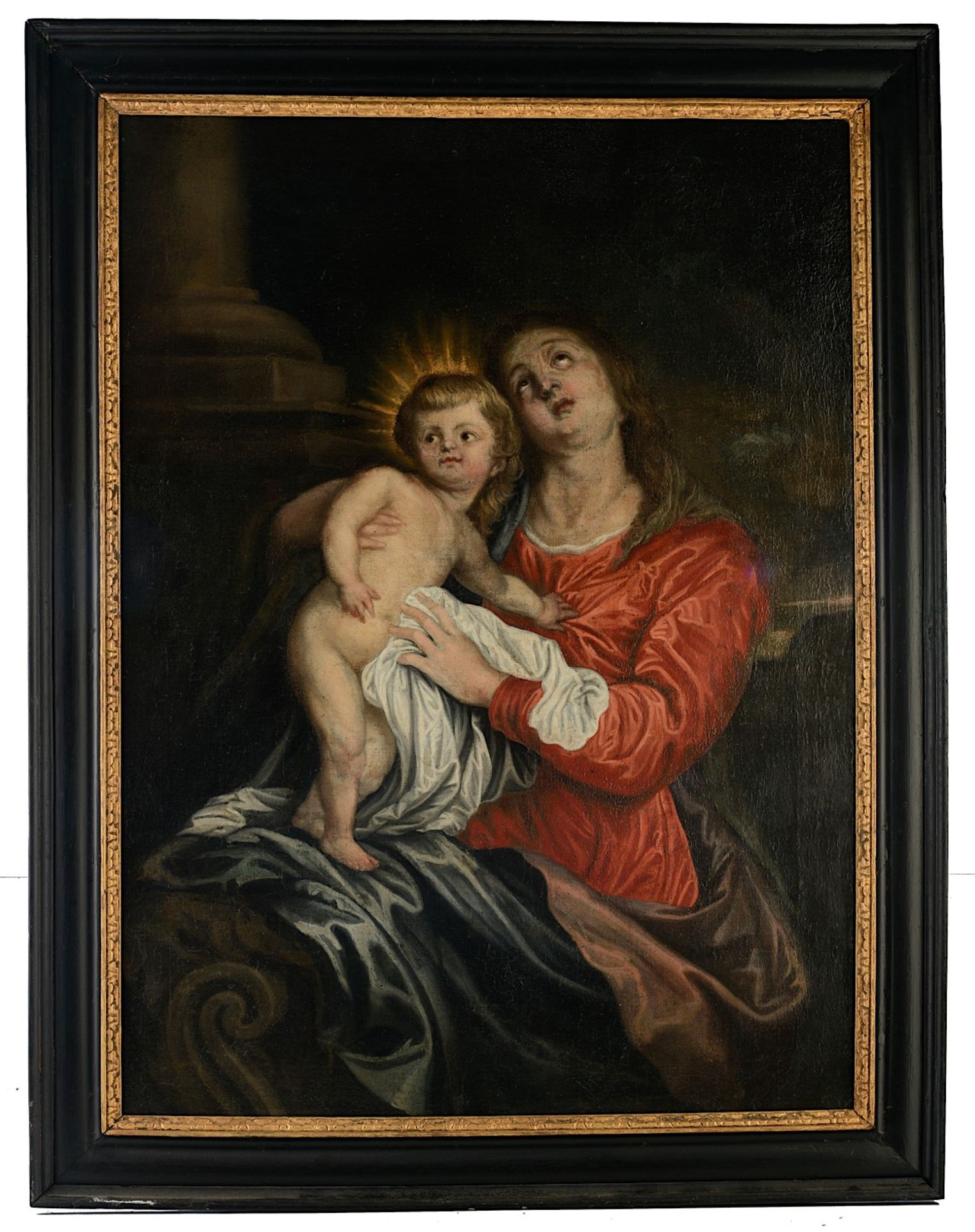 The Holy Mother and Child, 17thC, The Southern Netherlands, oil on canvas 112 x 83 cm. (44.0 x 32.6 - Bild 2 aus 6