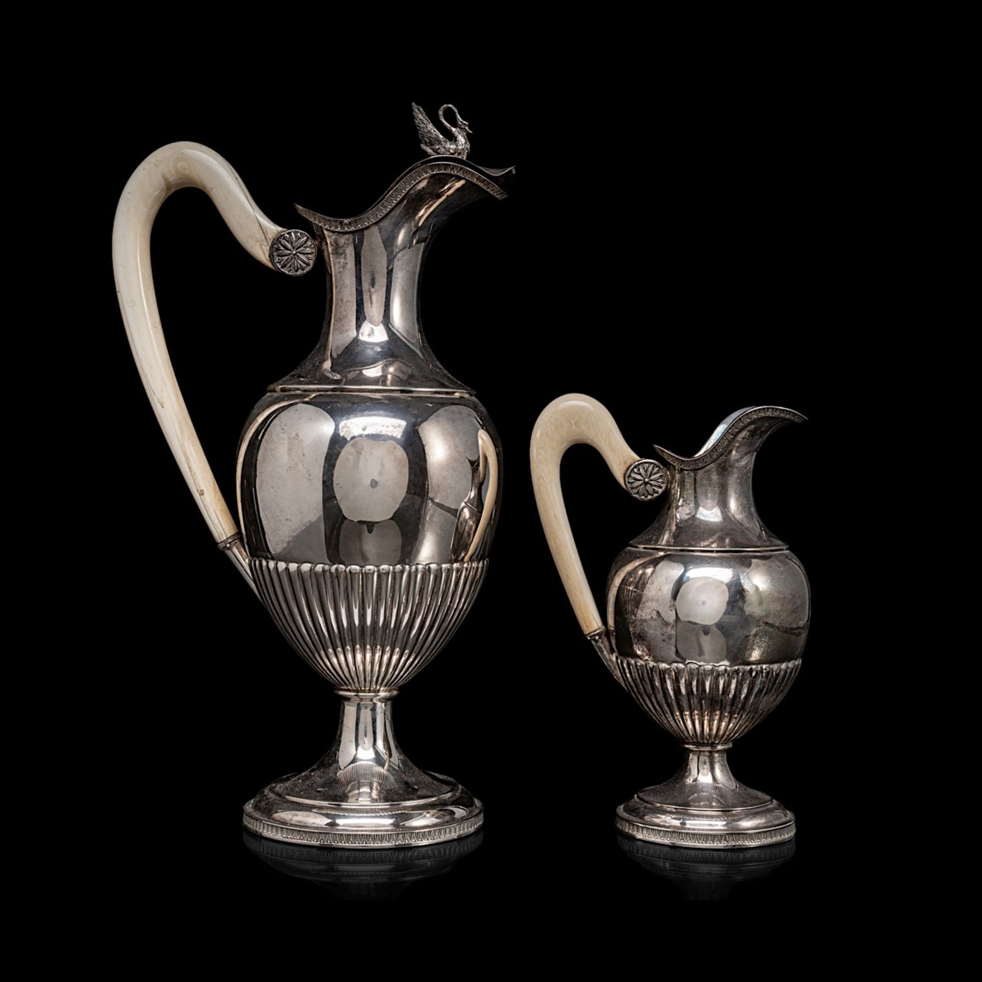 A 20thC neoclassical four-piece 835/000 silver tea and coffee set by Wolf-Zondervan, total weight: a - Image 7 of 16