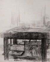 James Ensor (1860-1949), studio of the artist, 1880, pencil drawing on paper 21 x 16.5 cm. (8.2 x 6