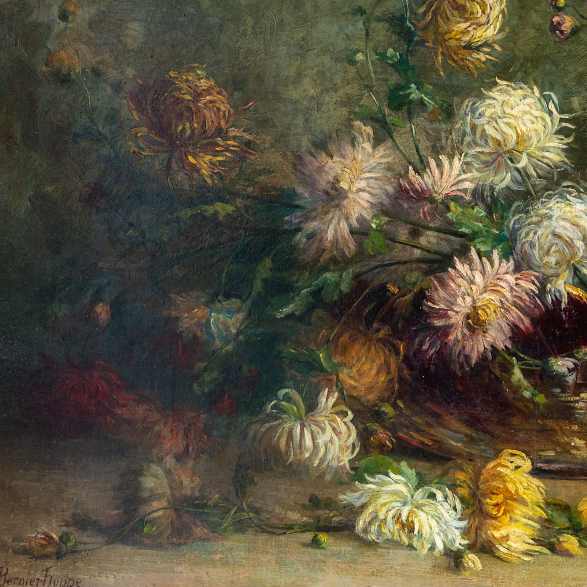 Jenny Bernier-Hoppe (1870-1934), flower still life, oil on canvas 65 x 105 cm. (25.5 x 41.3 in.), Fr - Bild 6 aus 6