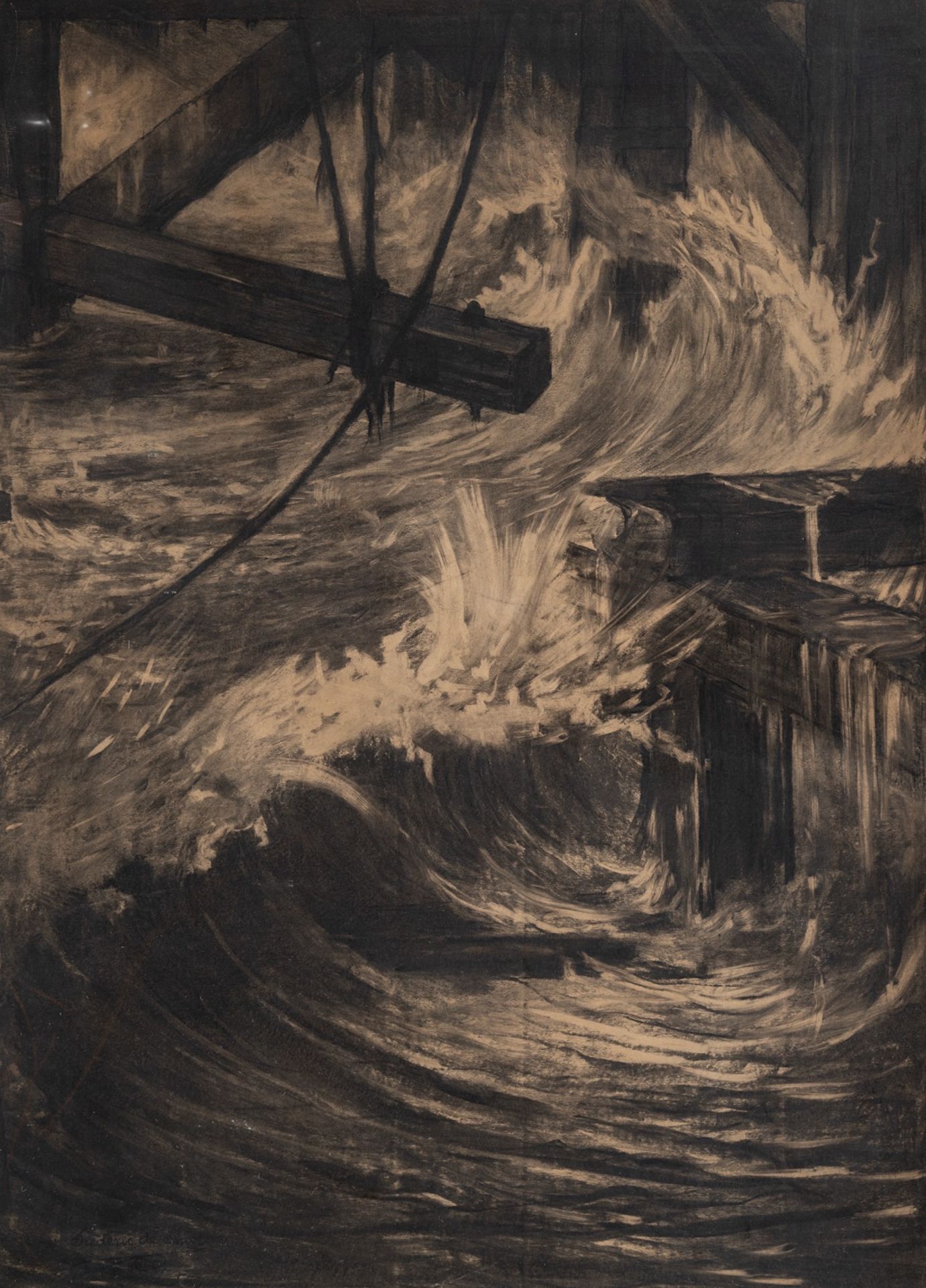 Frederic De Smet (1876-1948), Oeuvre des hommes, travail de la mer', 1925, charcoal drawing on paper