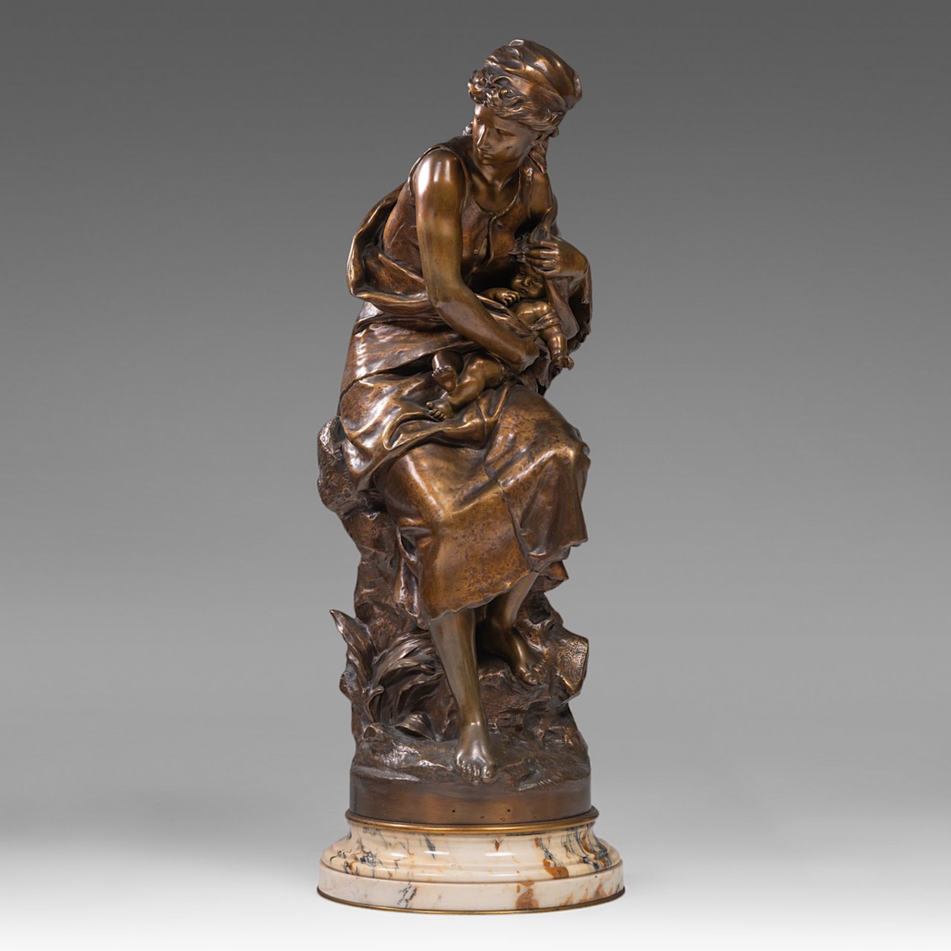 Mathurin Moreau (1822-1912), patinated bronze on a marble base, H 96 cm (total) - Bild 2 aus 8