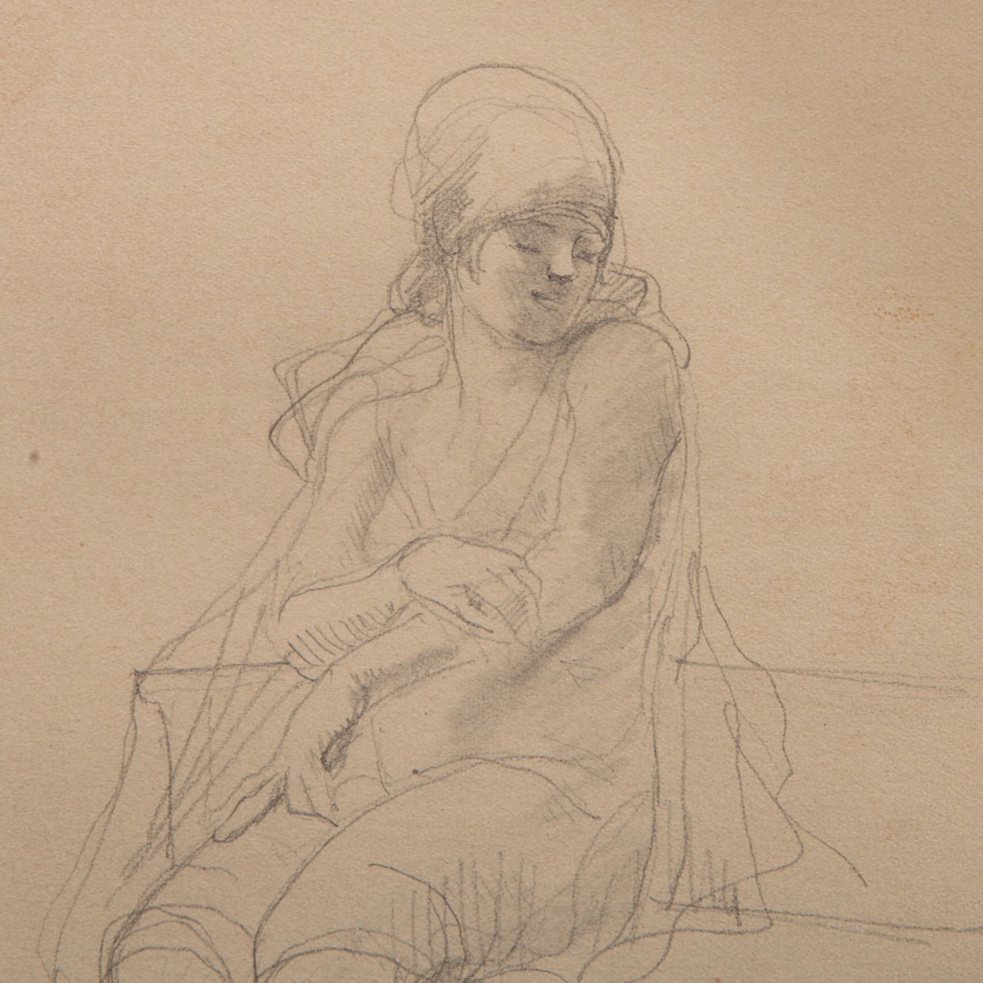 Armand Rassenfosse (1862-1934), seated girl, pencil drawing on paper 26 x 16.5 cm. (10.2 x 6 1/2 in. - Bild 5 aus 6