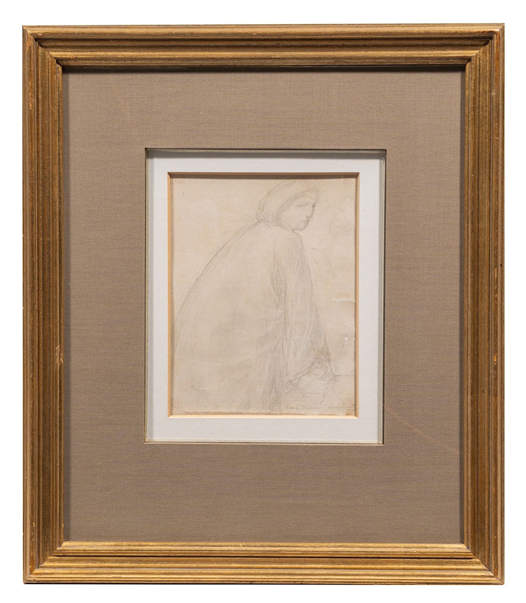 George Minne (1866-1941), study drawing, 1915, pencil on paper 23 x 17.5 cm. (9.0 x 6.8 in.), Frame: - Bild 2 aus 5