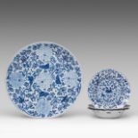 A Chinese blue and white 'Lotus Scroll' plate, Kangxi period, dia 35,5 cm - added a series of three