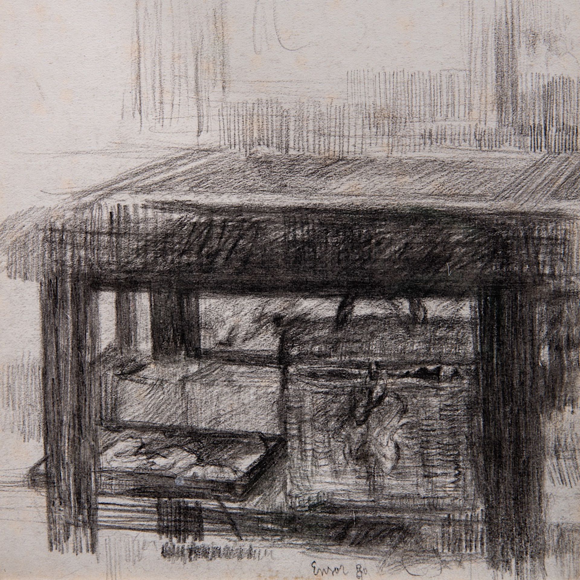 James Ensor (1860-1949), studio of the artist, 1880, pencil drawing on paper 21 x 16.5 cm. (8.2 x 6 - Bild 5 aus 6