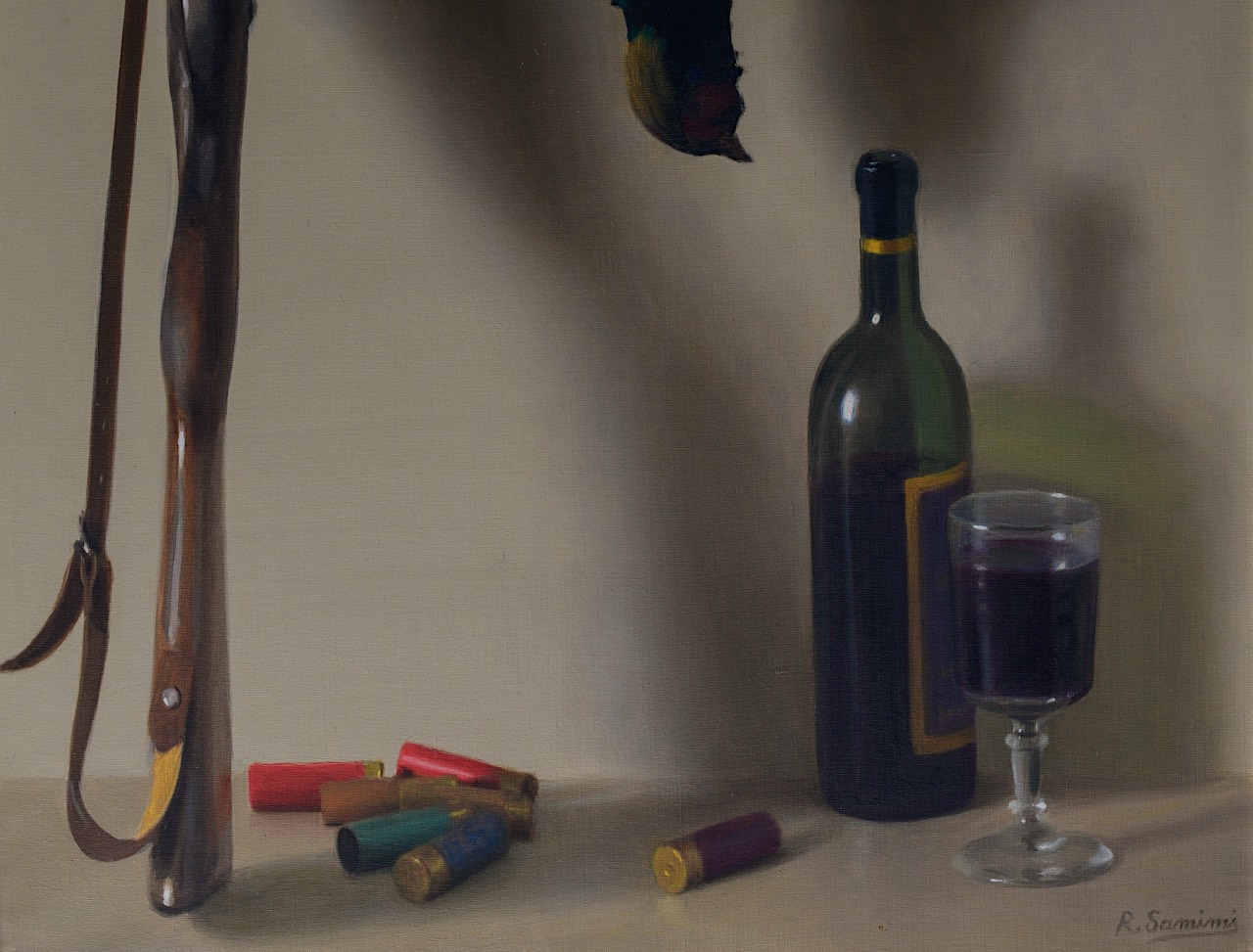 Reza Samimi (1919-1991), a hunting still life, oil on canvas 120 x 60 cm. (47.2 x 23.6 in.), Frame: - Image 5 of 9