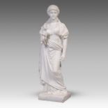 A large Carrara marble representation of the 'Allegory of Sculpture', H 110 cm