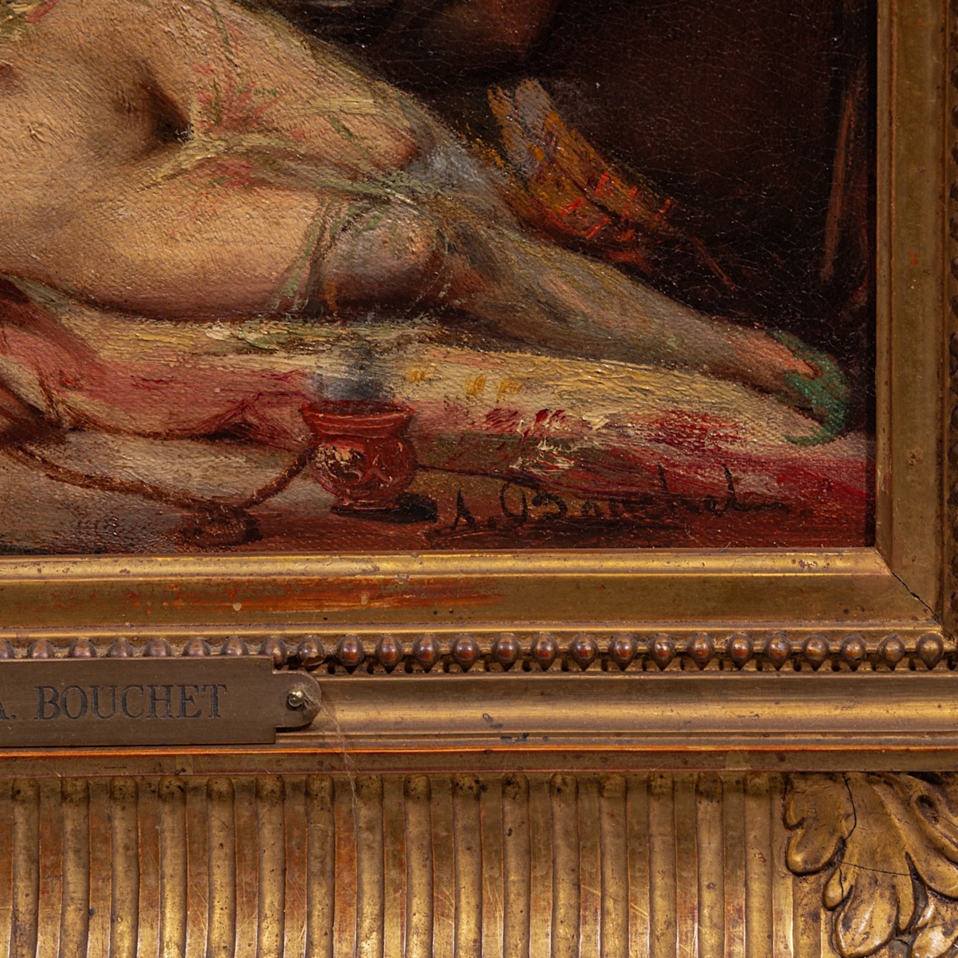 Auguste Bouchet (1831-1889), resting nude in the harem, oil on canvas 20 x 25 cm. (7.8 x 9.8 in.), F - Bild 4 aus 5