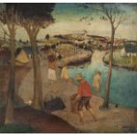 Albert Claeys (1889-1967), bathers in the Lys, oil on canvas 90 x 95 cm. (35.4 x 37.4 in.), Frame: 1