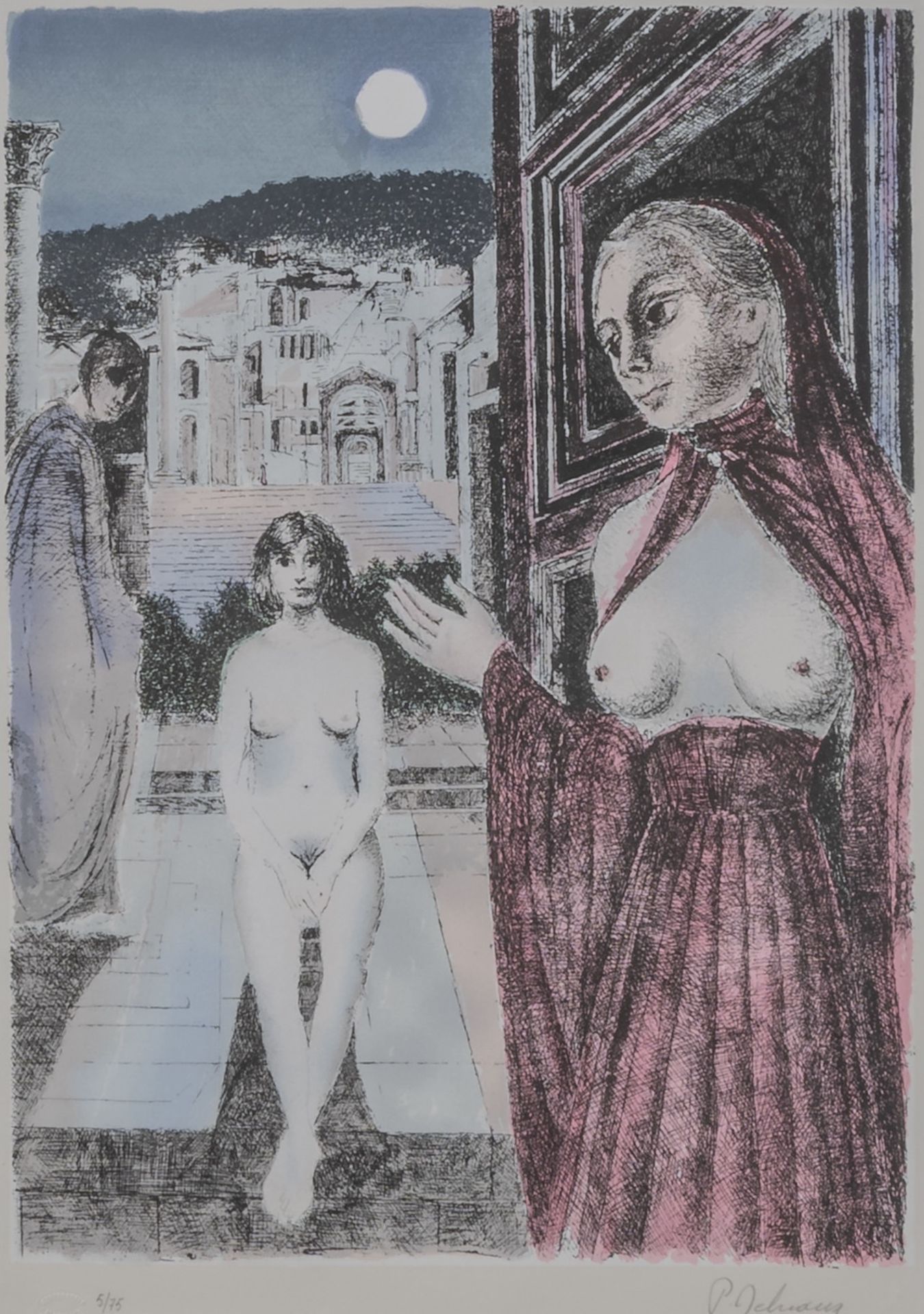 Paul Delvaux (1897-1994), 'Reine de Saba', screenprint, 5/75 60 x 43 cm. (23.6 x 16.9 in.), Frame: 1