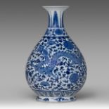 A Chinese blue and white 'Dragon' yuhuchunping vase, Guangxu marked and of the period, H 29 cm