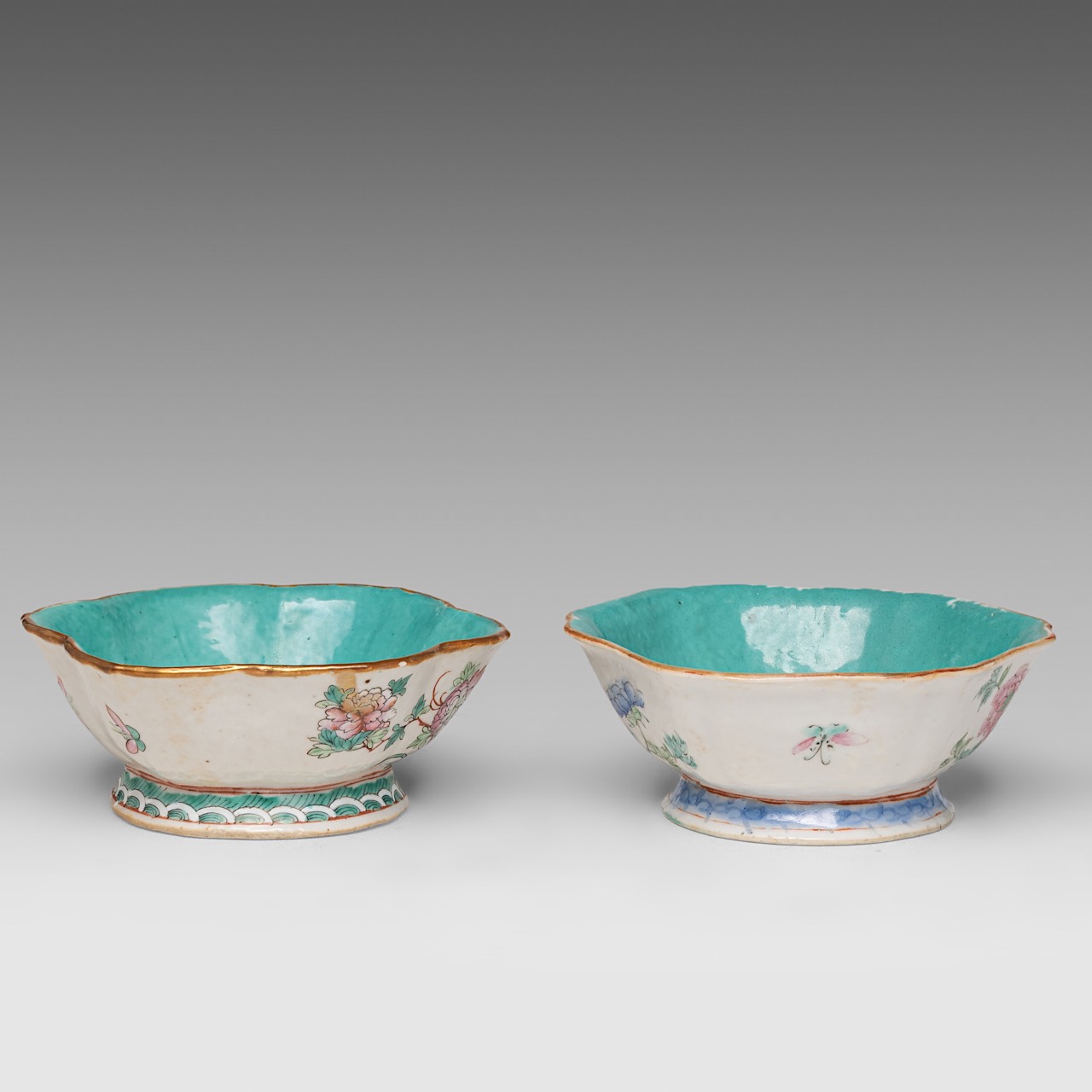 A collection of six Chinese mineral carvings and three porcelain footed bowls, Tongzhi mark and of t - Image 23 of 32