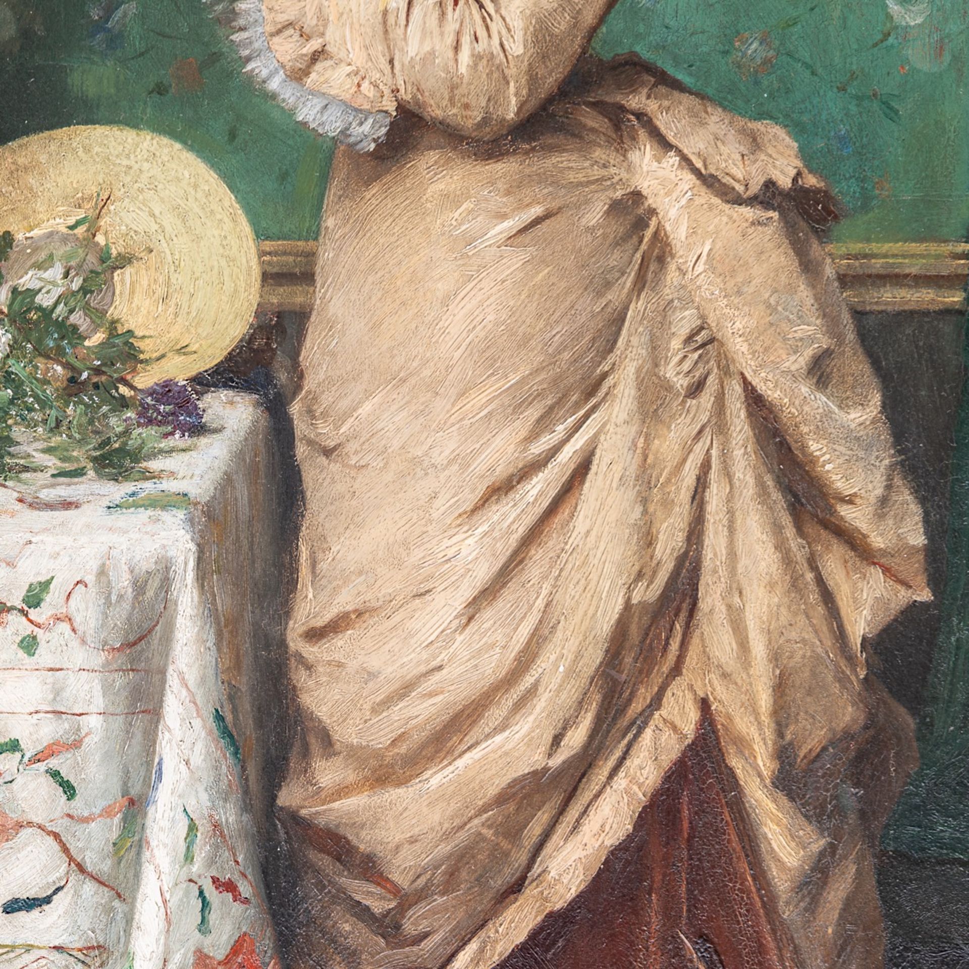 Gustave De Jonghe (1829-1893), an elegant lady in a luxurious interior, oil on mahogany, 73.5 x 50.5 - Bild 6 aus 8