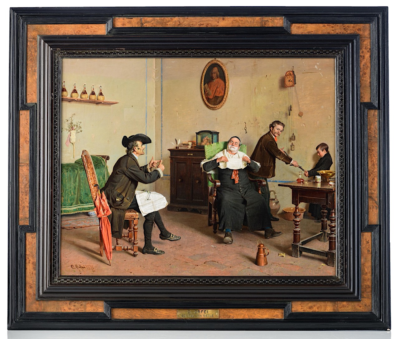 Orfei Orfeo (1836-1915), interior with two elderly men discussing the day's news during the shave, o - Image 2 of 8