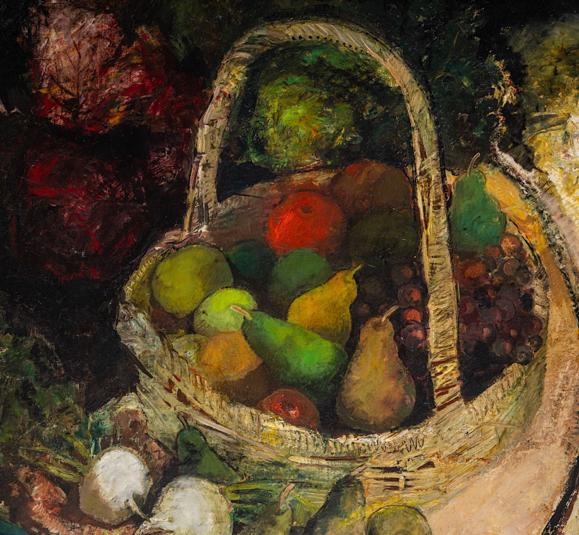 Albert Saverys (1886-1964), still life with a fruit basket, oil on canvas 100 x 110 cm. (39.3 x 43.3 - Bild 5 aus 6