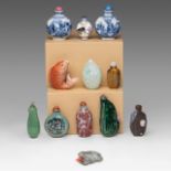 A collection of twelve Chinese snuff bottles, including an enamelled copper 'Boy and Water Buffalo'