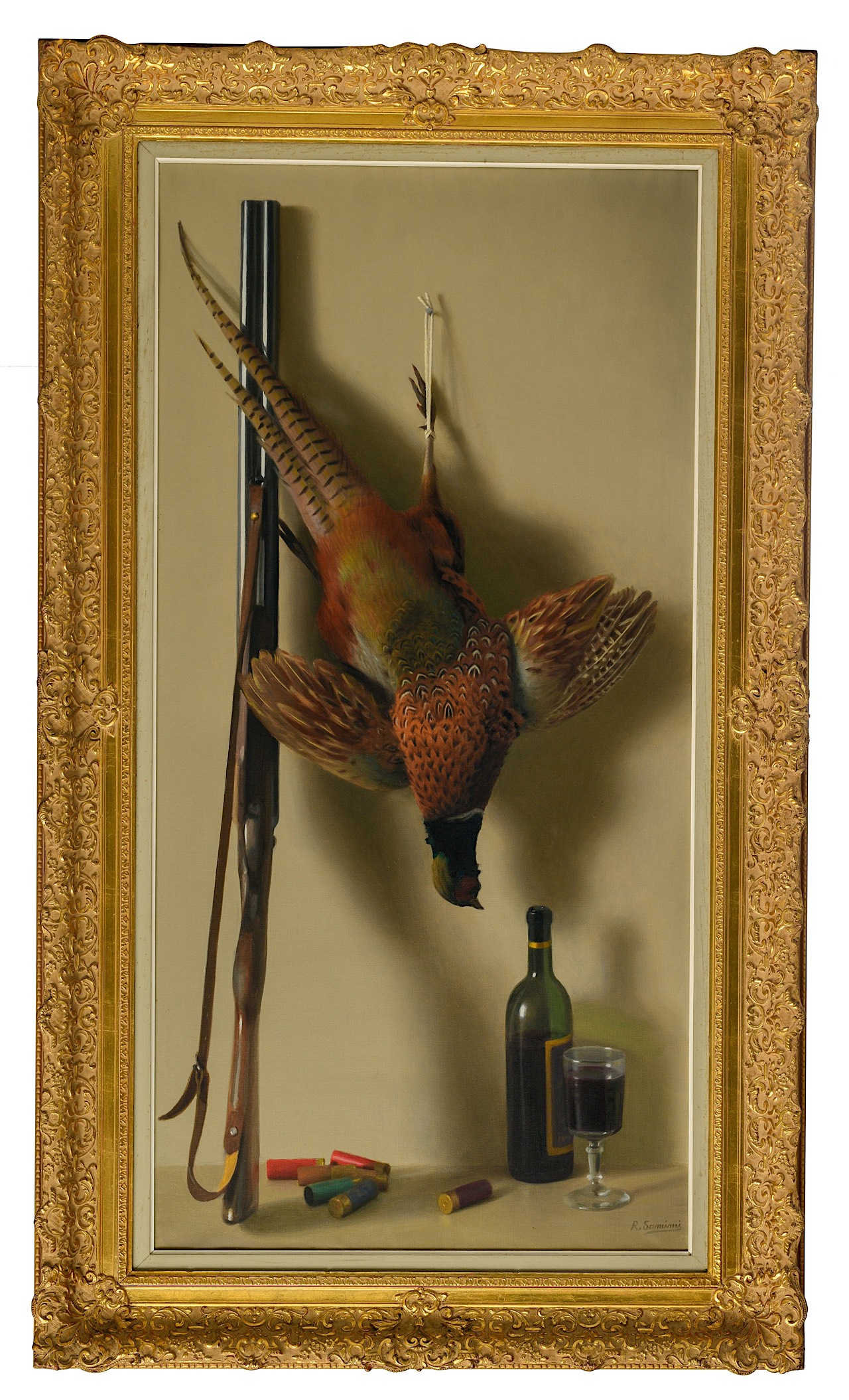Reza Samimi (1919-1991), a hunting still life, oil on canvas 120 x 60 cm. (47.2 x 23.6 in.), Frame: - Image 2 of 9