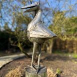 Jef Claerhout (1937-2022), bird on stand, aluminium garden sculpture, H 212 cm