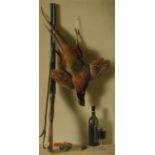 Reza Samimi (1919-1991), a hunting still life, oil on canvas 120 x 60 cm. (47.2 x 23.6 in.), Frame: