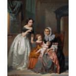 Casimir van den Daele (1818-1880), a visit from grandma, 1853, oil on panel 63 x 52 cm. (24.8 x 20.4