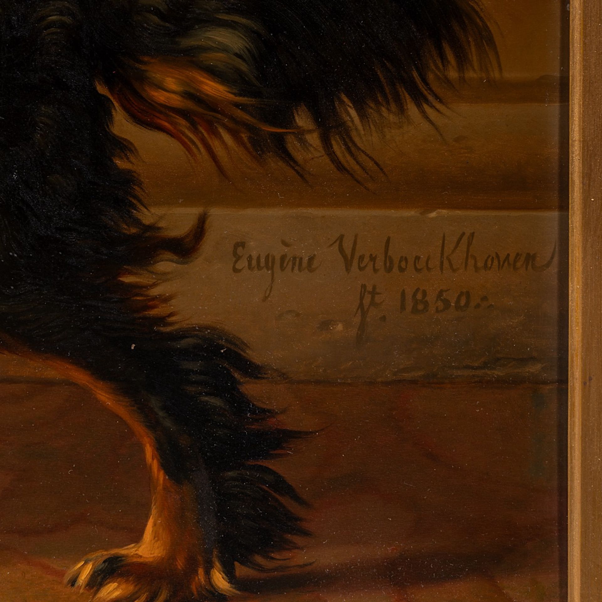Eugene Verboeckhoven (1798/99-1881), A King Charles cavalier spaniel named Duke, 1850, oil on mahoga - Image 6 of 7