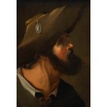 Tronie of a bearded man wearing a hat, Flemish School, 17th/18thC, oil on canvas 55 x 40 cm. (21.6 x