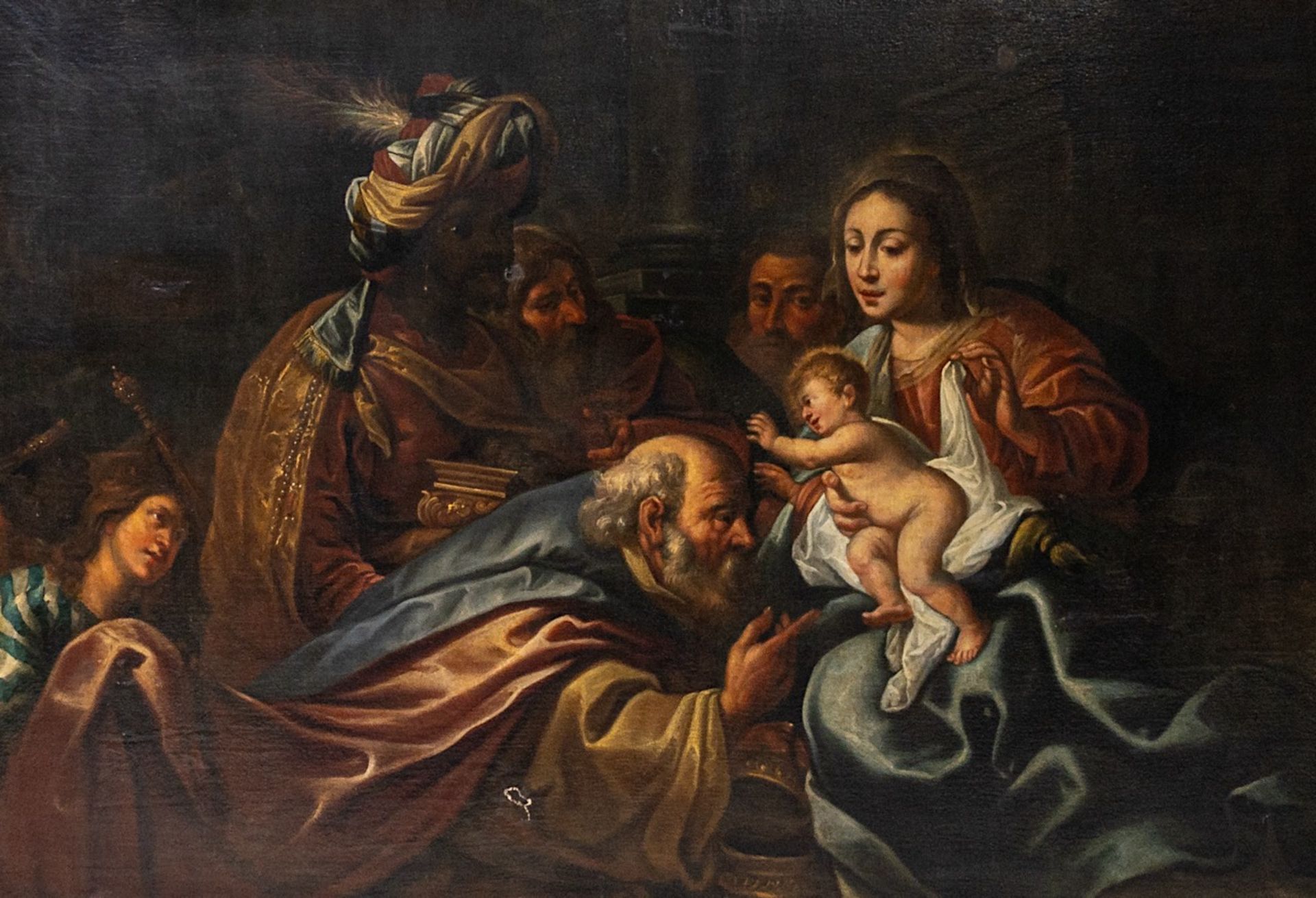 The adoration of the Magi, 17th/18thC, the Southern Netherlands, oil on canvas 140 x 200 cm. (55.1 x - Bild 7 aus 13