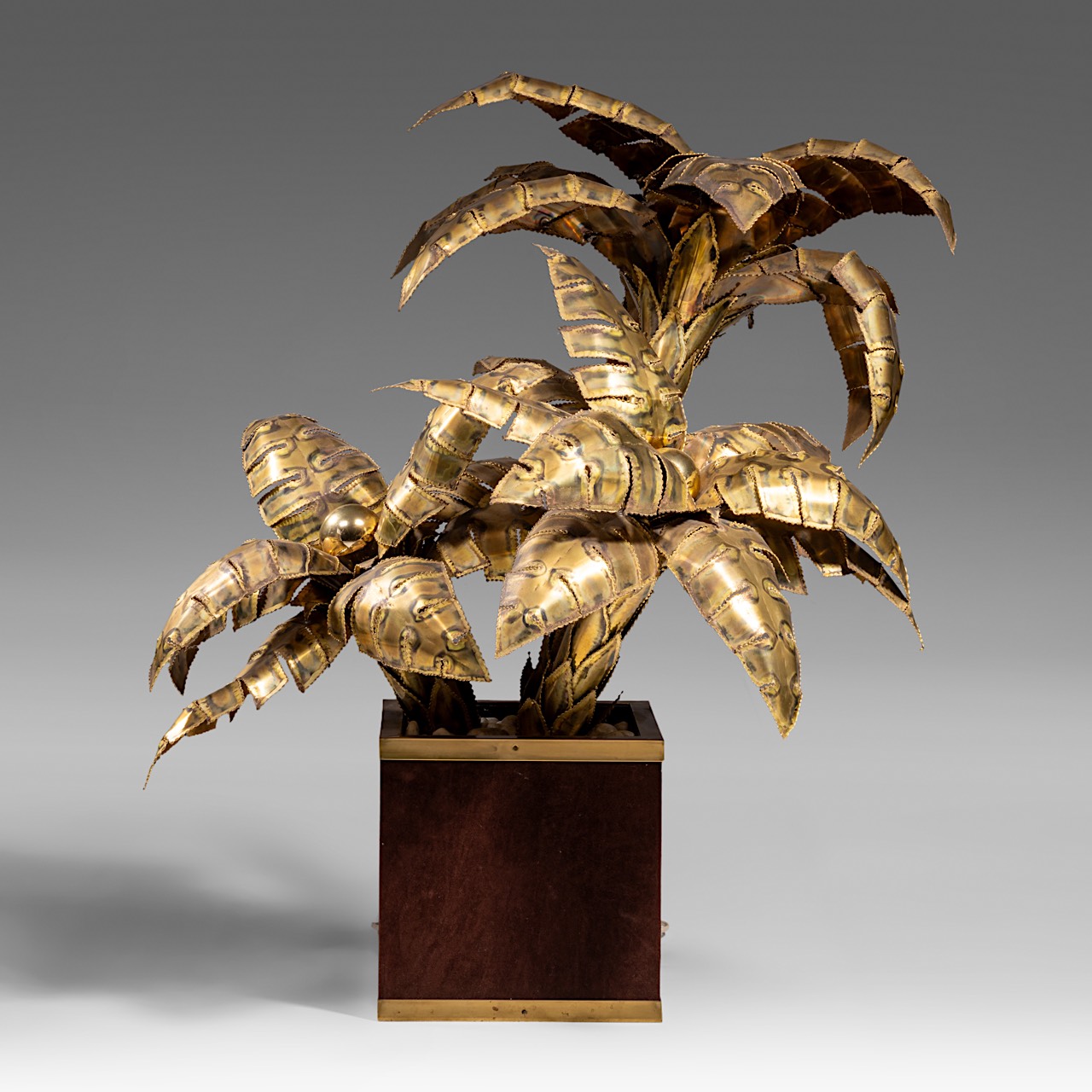 A vintage Maison Jansen type palm tree lamp, H 84 cm - Image 2 of 7