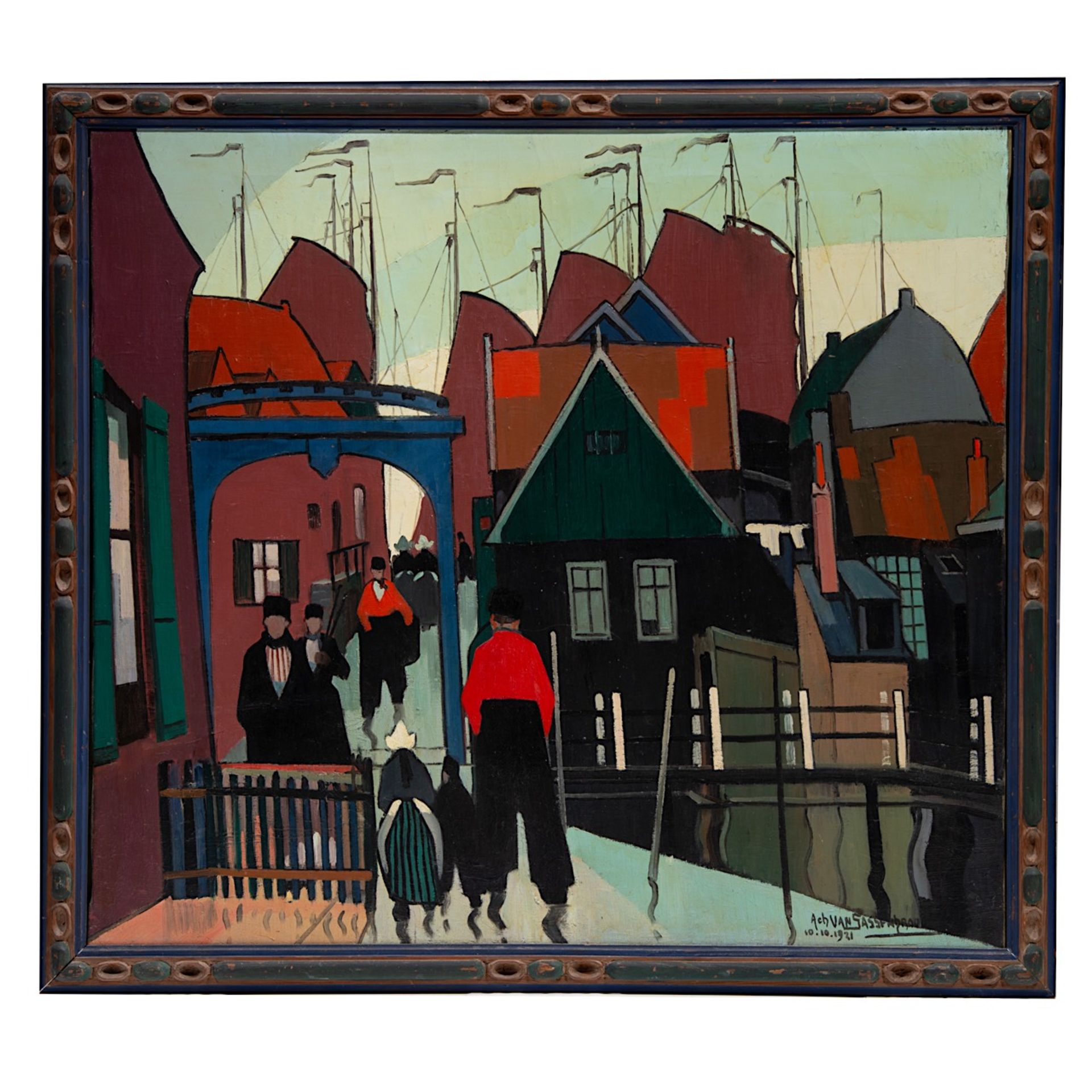 Achiel Van Sassenbrouck (1886-1979), 'Maison des Pecheurs', 1921, oil on canvas 80 x 88 cm. (31 1/2 - Image 2 of 7