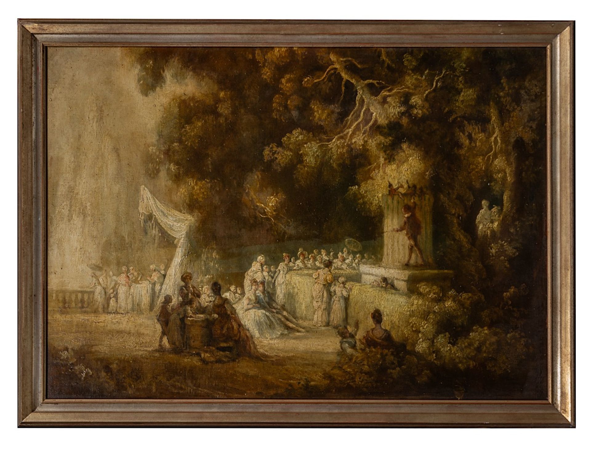 After Jean-Honore Fragonard (1732-1806), 'Fete de Saint-Cloud', brunaille, oil on canvas on panel 71 - Image 2 of 5