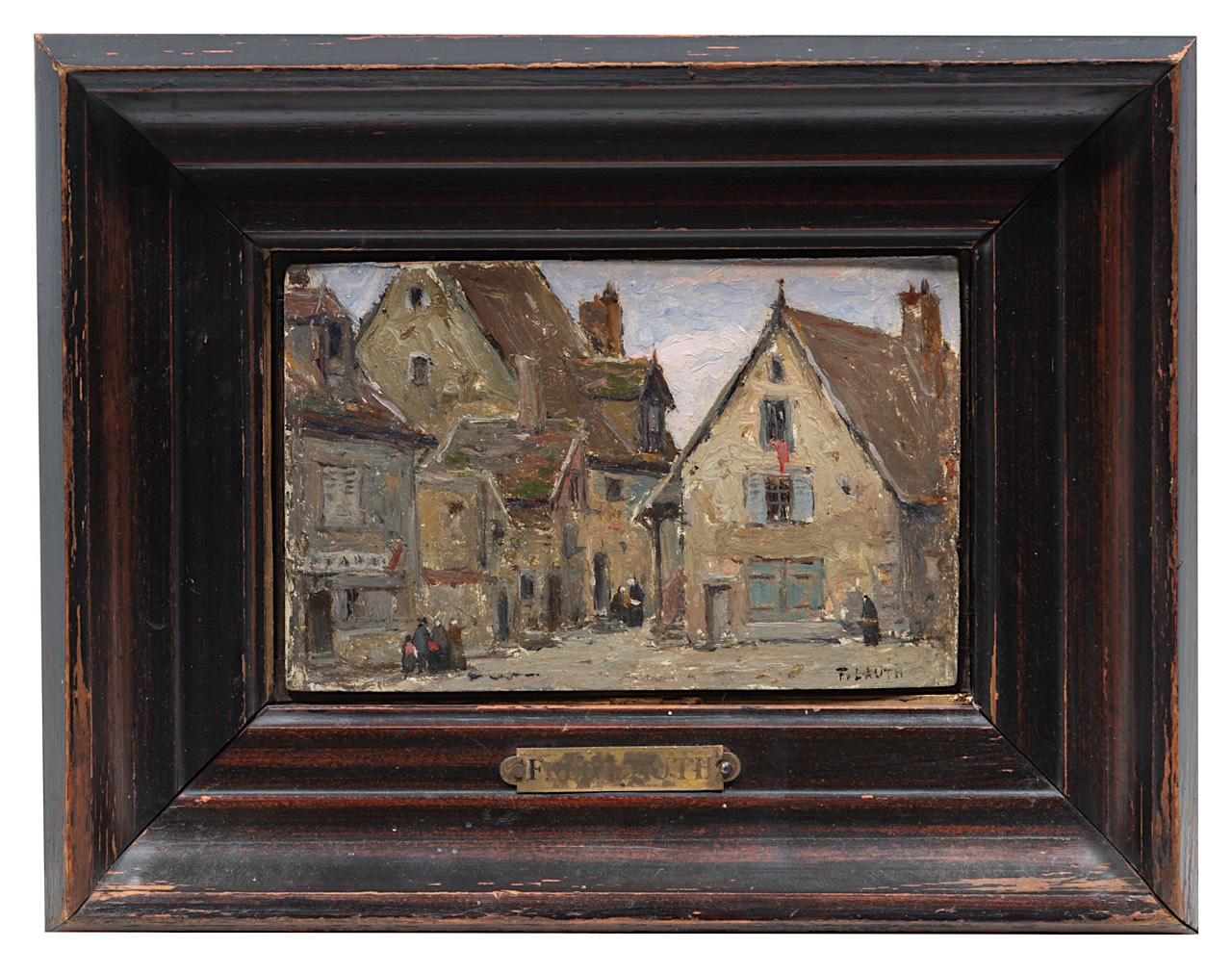 Charles-Frederic Lauth (1865-1922), 'Vieilles maisons', oil on cardboard 8.5 x 13.5 cm. (3.3 x 5.3 i - Image 2 of 5