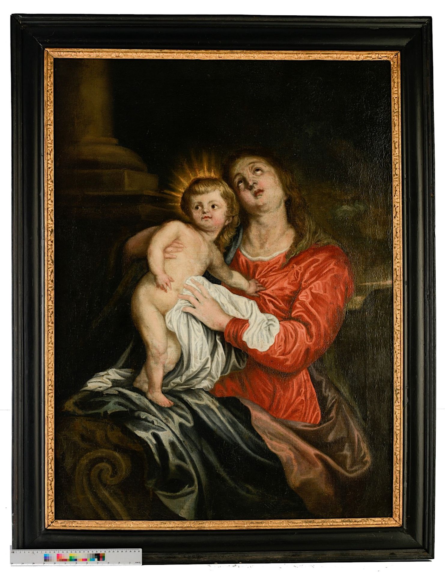 The Holy Mother and Child, 17thC, The Southern Netherlands, oil on canvas 112 x 83 cm. (44.0 x 32.6 - Bild 6 aus 6