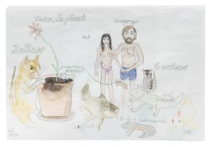 Kati Heck (1979), family portrait, 2006, watercolour and pencil on paper 21 x 30 cm. (8.2 x 11.8 in.