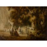 After Jean-Honore Fragonard (1732-1806), 'Fete de Saint-Cloud', brunaille, oil on canvas on panel 71