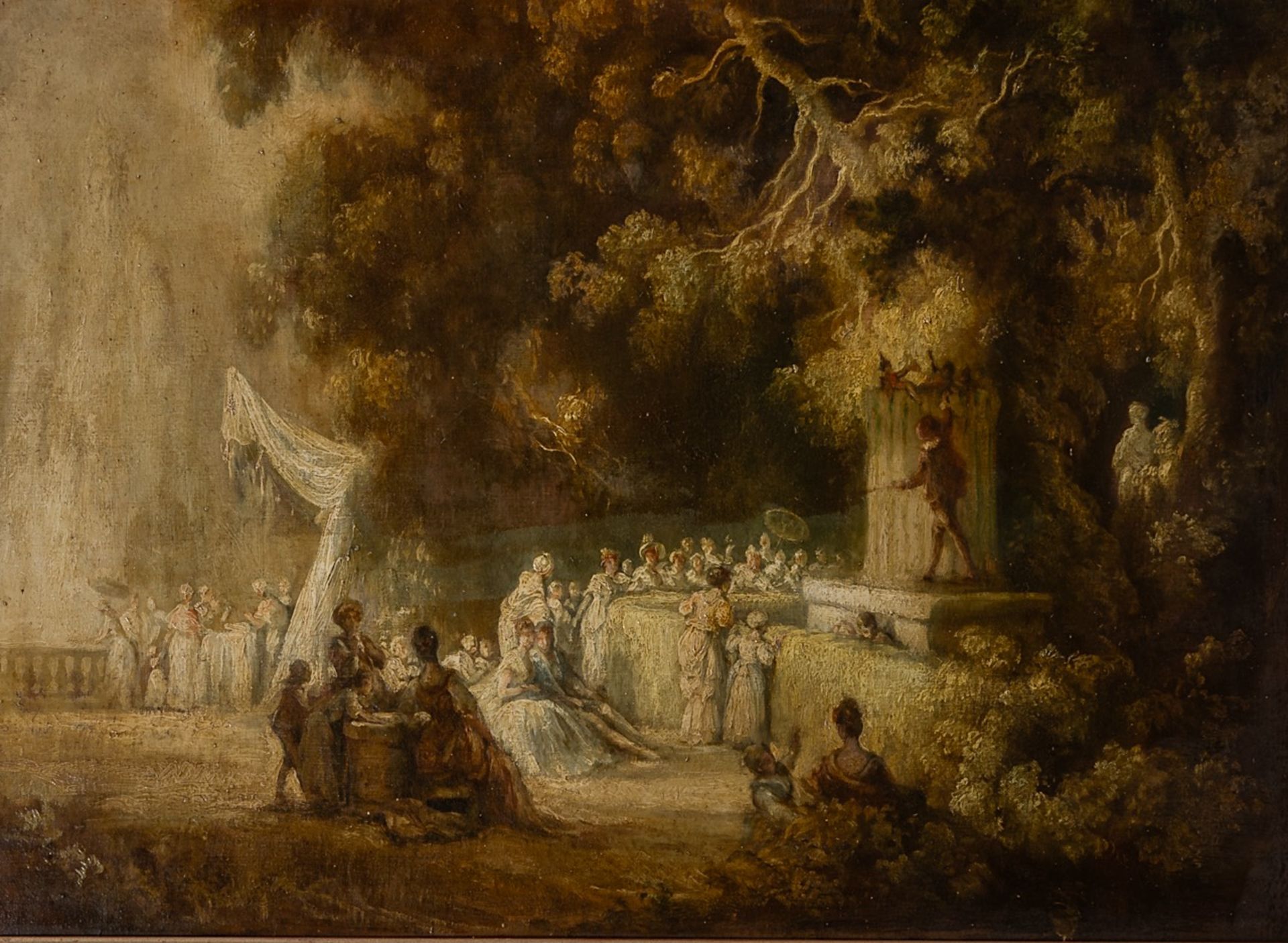 After Jean-Honore Fragonard (1732-1806), 'Fete de Saint-Cloud', brunaille, oil on canvas on panel 71