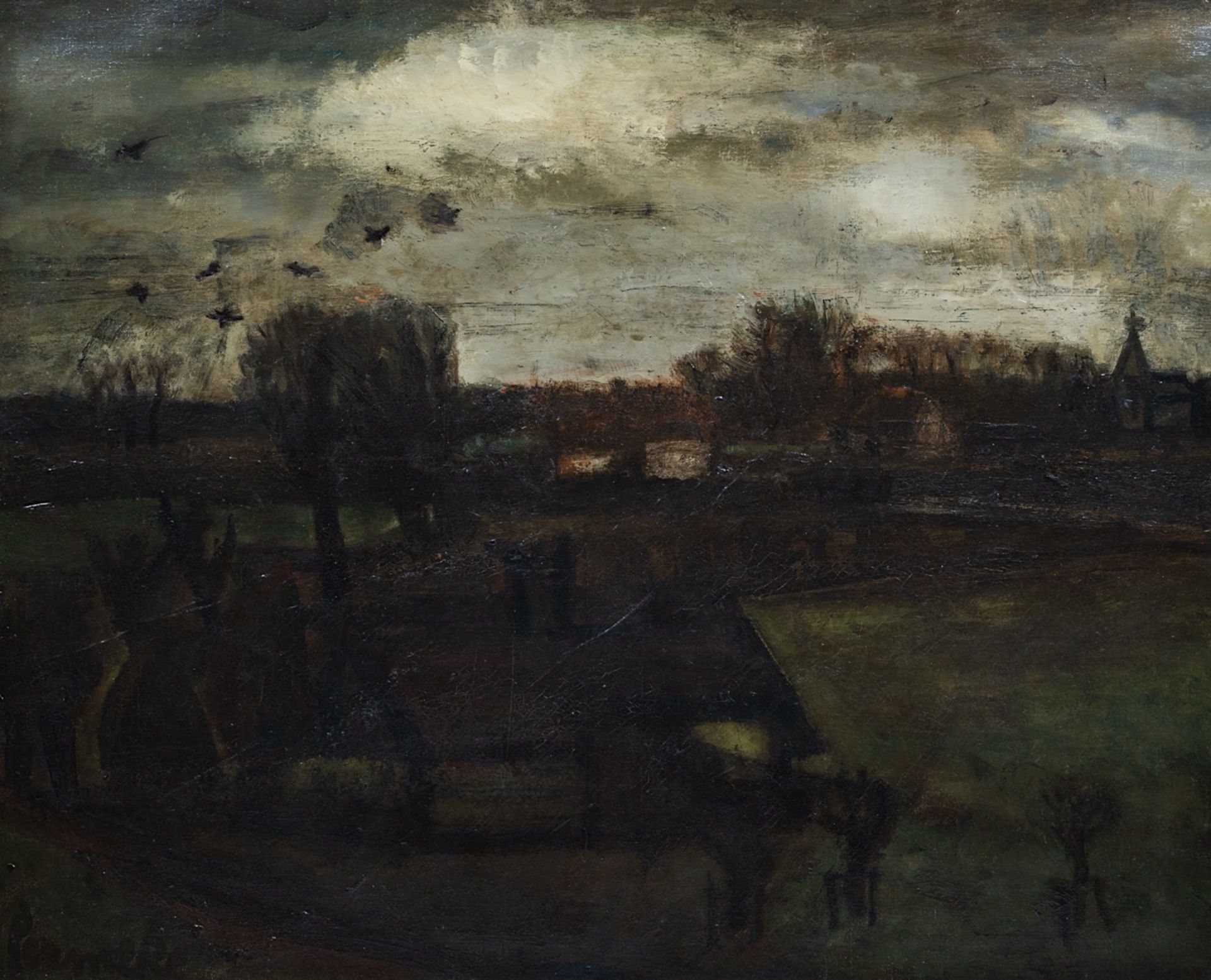 Constant Permeke (1886-1952), rural landscape in autumn, 1913, oil on canvas 110 x 135 cm. (43.3 x 5