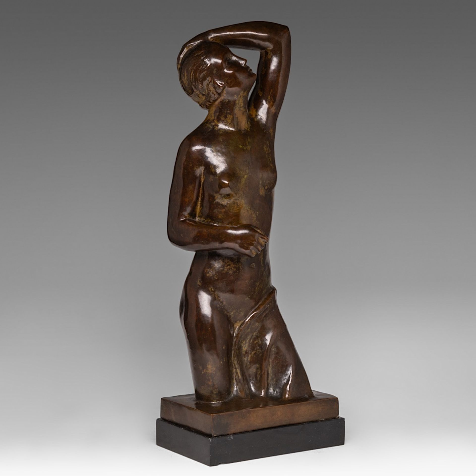 Leon Sarteel (1882-1942), Baigneuse, patinated bronze, casted by G. Vindevogel, Zwijnaarde, H 58 cm - Bild 2 aus 7