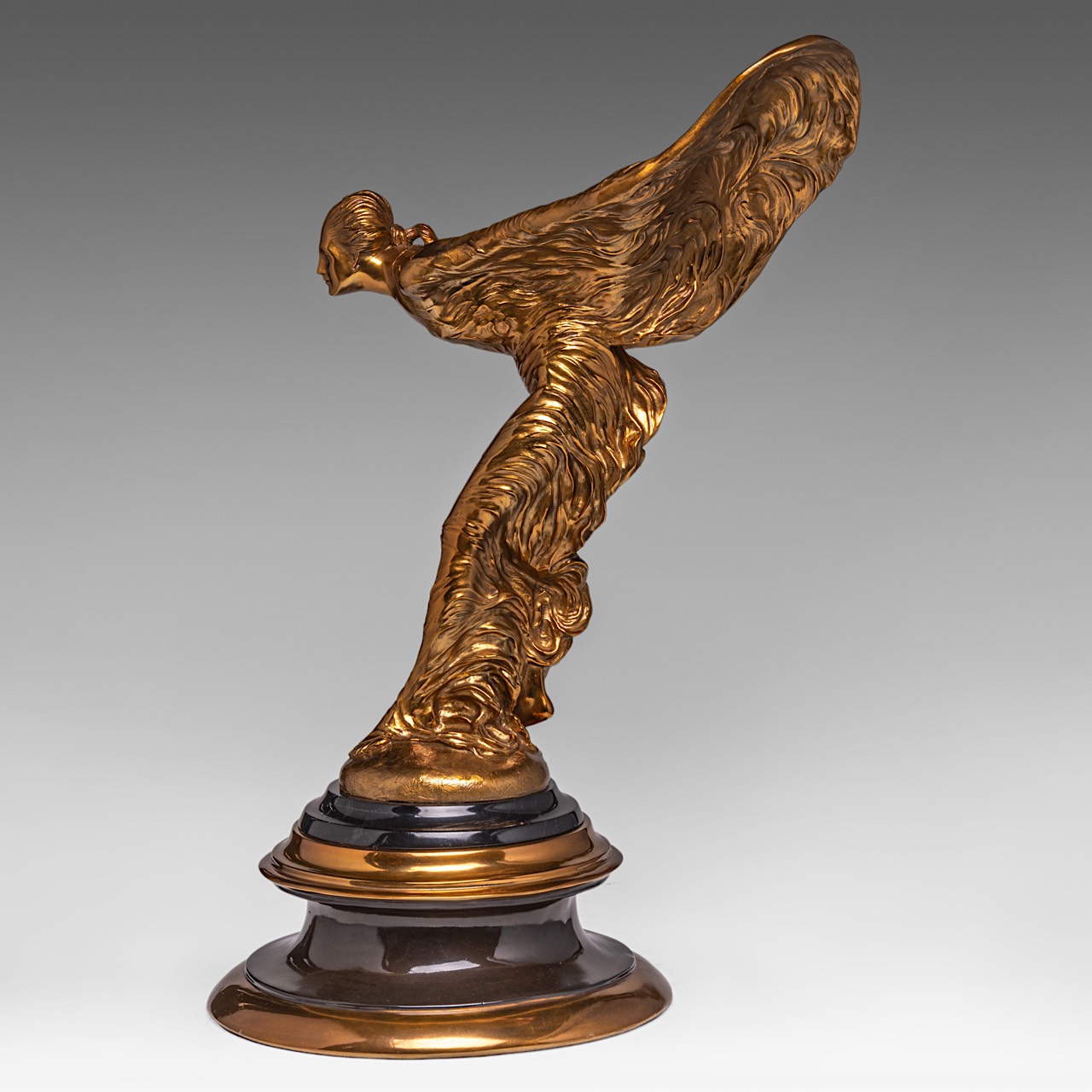 Charles Sykes (1875-1950), gilt bronze sculpture of the 'Spirit of Ecstasy', Rolls-Royce, H 69 cm - Image 10 of 14