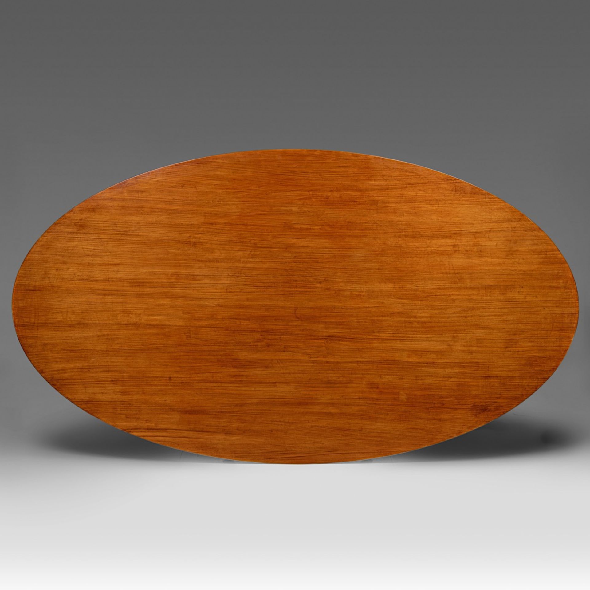 A design dining table by Florence Knoll, walnut table top on a chromed metal frame, H 72 - W 200 - D - Bild 4 aus 6