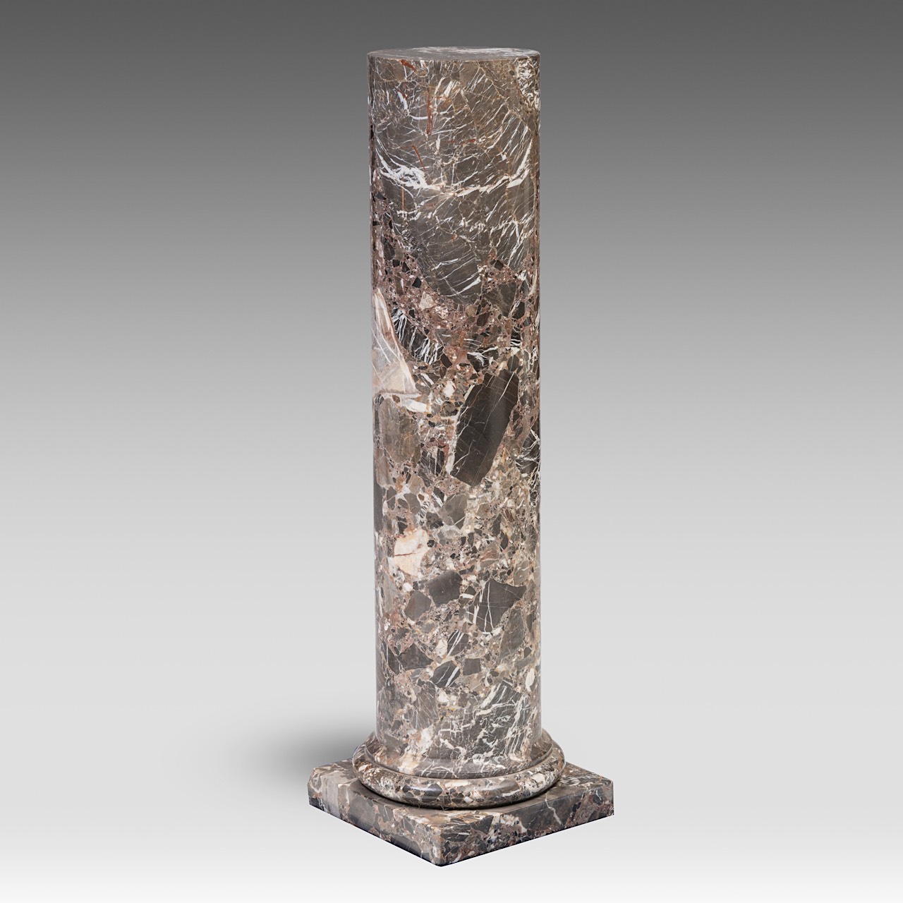A Carrara marble sculpture of the bathing Venus, on a Breche d'Alep marble column, H 170 cm (total) - Image 8 of 13