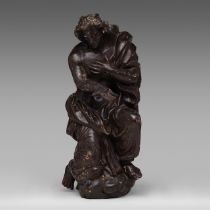 A patinated limewood sculpture of Saint John the Evangelist, 17thC, H 50 cm