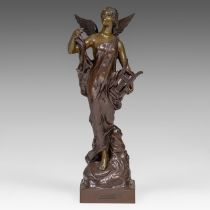 Pierre Etienne Daniel Campagne (1851-1914), 'L'inspiration', patinated bronze, H 85 cm