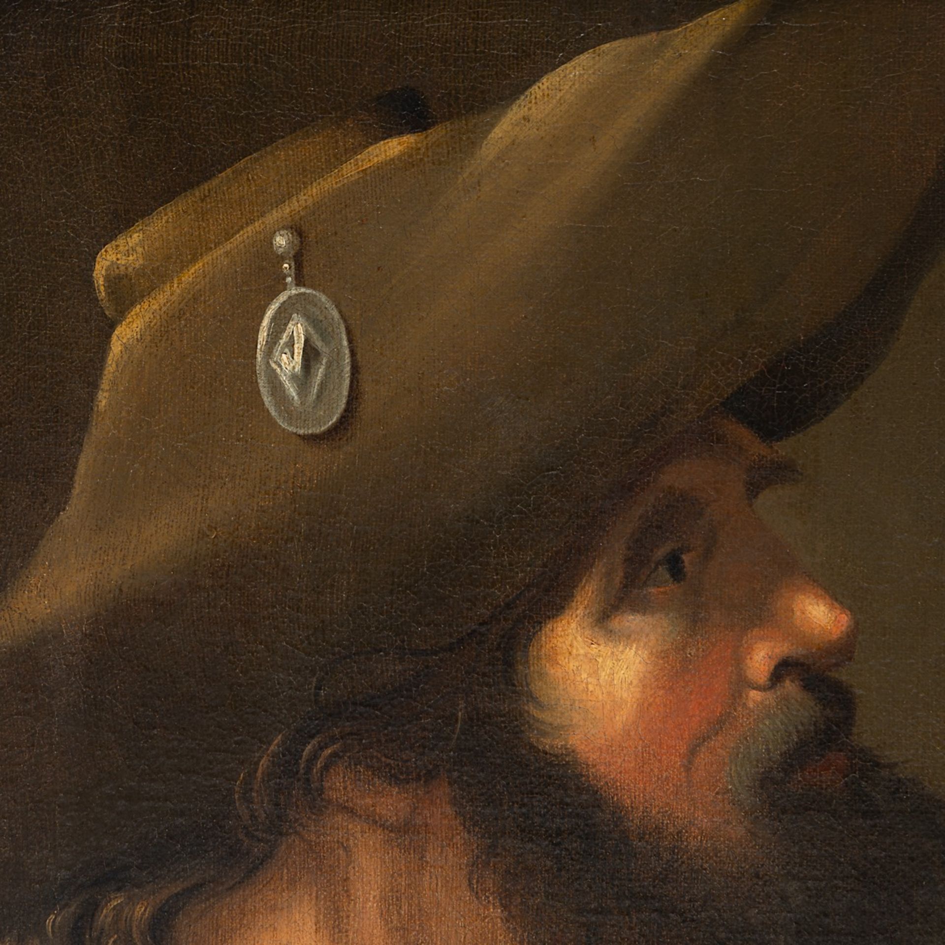 Tronie of a bearded man wearing a hat, Flemish School, 17th/18thC, oil on canvas 55 x 40 cm. (21.6 x - Bild 5 aus 5